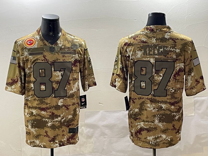 Men Kansas City Chiefs #87 Kelce Camo 2025 Nike Olive Salute To Service Limited NFL Jersey style 2->kansas city chiefs->NFL Jersey